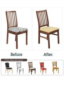 1 cái/4 cái/6 cái Vỏ bọc ghế co giãn màu trơn, Vỏ bọc ghế bảo vệ có thể giặt được cho phòng ăn, khách sạn, gia đình, chống bụi - Màu be - Xem 7