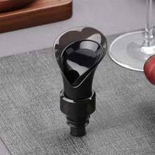 1pc Wine Pourer, Stopper & Preserver With Flower Shaped Corkscrew, Red Wine Pourer - Black - View 4