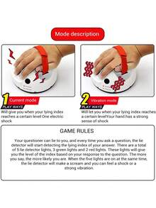 Electric Shock Polygraph, Micro Tricky Novelty Polygraph Test Fun Polygraph Test Truth Or Dare Game Electric Shock Liar Funny Finger Toy Party Analyzer Console Gift - Silver - View 4