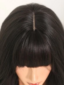 7JHH WIGS Long Dark Brown Wig For Women Loose Wavy Wig With Bangs Fluffy Natural Looking Synthetic Routine Wigs For Girls Daily Party Four Seasons Use 24 Inch - 黑色 - 查看 6