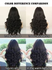 7JHH WIGS Long Dark Brown Wig For Women Loose Wavy Wig With Bangs Fluffy Natural Looking Synthetic Routine Wigs For Girls Daily Party Four Seasons Use 24 Inch - 黑色 - 查看 7