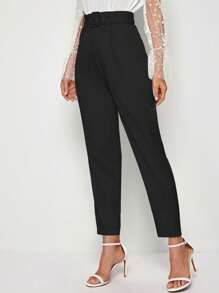 Coquette Style Wide Belt Dress Pants - 黑色 - 查看 3