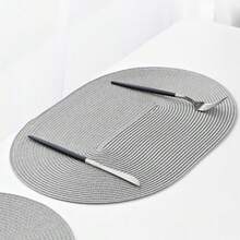 Placemats And Coasters Set Of 6 Braided Woven Table Place Mats 30*45cm 38*38cm Washable Heat Resistant Table For Dining Table - Silver - View 4