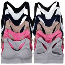 ToBeInStyle Womens Pack Of 6 Comfortable And Supportive Racerback Sports Bras - 明亮中性色 - 查看 4