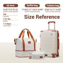 Joyway Carry On Luggage 20 Inch Suitcases With Spinner Wheels, Hard Shell Luggage Sets 3 Piece Travel Suitcase Set With Combination Lock - Beige - View 7