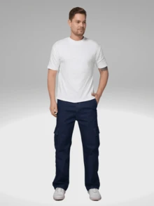 Calça Cargo Masculina Jeans Escuro 6 Bolsos - Lavagem escura - Visão 5