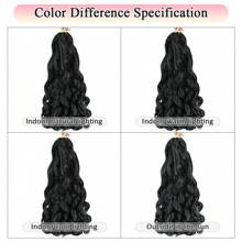 18/24/30 英寸 1 包法式卷曲编织假发，黑色蓬松波浪钩针编织假发接发，预拉伸 Yaki 卷曲编织假发，适合万圣节 (1B)