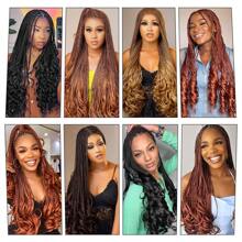 18/24/30 英寸 1 包法式卷曲编织假发，黑色蓬松波浪钩针编织假发接发，预拉伸 Yaki 卷曲编织假发，适合万圣节 (1B)