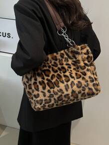 豹纹、斑马纹、时尚、大容量、简约、休闲、学院风、街头风、百搭、链条手提包 - 彩色 - 查看 7