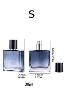 1 Pieza De 30 Ml, 50 Ml, 100 Ml Botella De Perfume De Vidrio Cuadrado Y Plano Con Color Gradiente, Botella De Spray Para Decantar - Azul - Ver 2