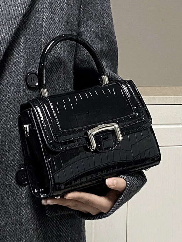 حقيبة يد جلدية Pu مربعة موضة متعددة الاستخدامات 1 حبة، يمكن حملها باليد أو على الكتف أو عبر الجسم ،مناسبة للفتيات والنساء والطلاب والمراهقين العاملين والرقبة البيضاء والتنقل والمدرسة