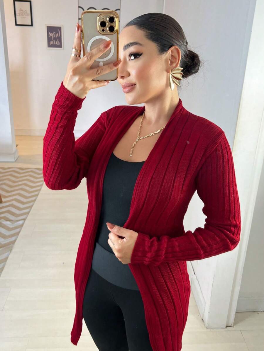 Women Cardigans - Burgundy - View 1