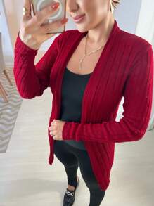 Women Cardigans - Burgundy - View 2