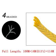 Ftk 114m Pe编织线 钓鱼线 8-60lb,0.1-0.4毫米,4股多丝pe线,115米 线组 - 黃色 - 查看 4