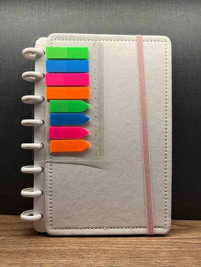 Loren's importados Caderno Argolado  Luxo Branco com marca página capa dura de courino 14*21cm Volta as aulas 2024.