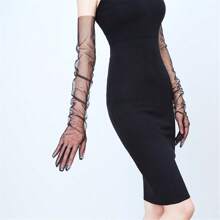 70 cm lange, einfarbige, transparente und sexy Netzhandschuhe für Frauen, 1 Paar für Halloween, Weihnachten, Hochzeit - Transparente lange Handschuhe - Übersicht 13