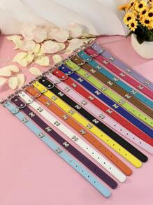 Accesorios Para Mascotas Collar De Perro En Forma De Hueso PU Con Estilo Punk Para Perros Pequeños, Medianos Y Grandes, Varios Colores Disponibles - Rosa - Ver 4