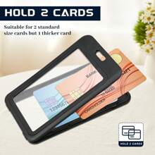 1 Pieza Porta Credencial De Identificación Con Ventanas De Doble Cara, Portatarjetas De Identificación Vertical De Plástico Duro Negro Y Protector De La Tarjeta De Identificación Para La Oficina, Conferencias, Tarjeta De Crédito De Identificación, Tarjeta De Proximidad - Negro - Ver 5