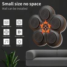 一套可充电壁挂式智能拳击沙袋，含拳击手套，家用智能拳击目标训练器，电子专注力和敏捷性训练数字拳击机，适合全家使用 - 黑色 - 查看 1