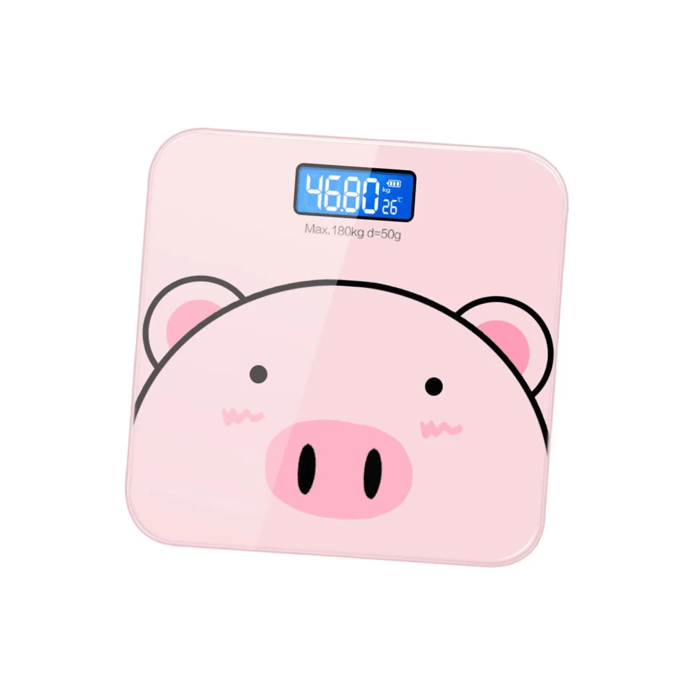 Digital Body Weight Scale With Kawaii Pig - Pink - View 1