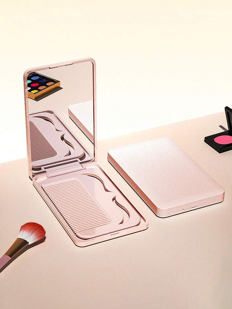 1個 折りたたみ式ミラーコーム メイクアップミラー、ポケットサイズの