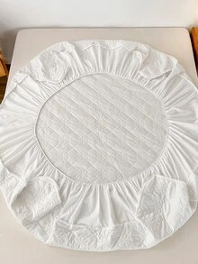 1 pieza de Protector de colchón con sábana ajustable impermeable de poliéster para ropa de cama en el hogar - blanco crema - Ver 5