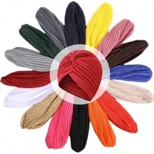 1pc Women's Stretchy Yoga Headband & Cap & Turban Bonnet Hair Bonnet Turban - Multicolor - View 4