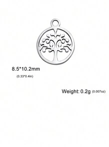 5pcs/Set Stainless Steel Ribbon Shaped, Tree Of Life, Flower And Miniature Thank You Pendant For Diy Making Bracelet, Necklace, Bag Decor, Etc.