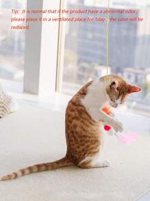 1pc Caterpillar Decor Hanging Cat Teaser Toy For Cat For Play - Pink - View 4