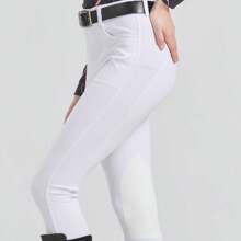 Equestrian Riding Breeches Half Unlined Suede Anti-Slip Horse Riding Pants For Men & Women, All Seasons Equestrian Apparel - White - View 1