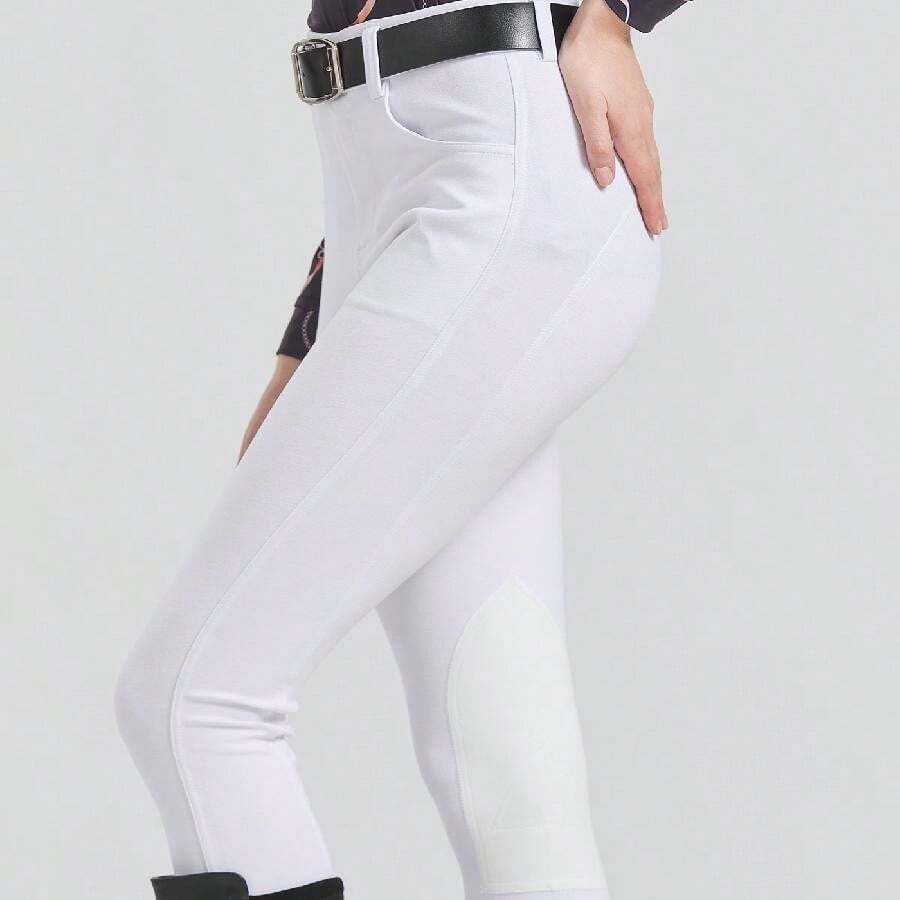 Equestrian Riding Breeches Half Unlined Suede Anti-Slip Horse Riding Pants For Men & Women, All Seasons Equestrian Apparel - White - View 1