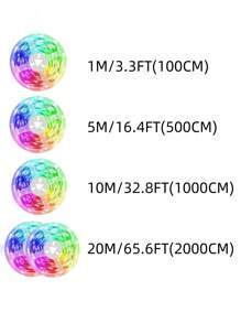 3ft-65ft RGB LED Strip Light, With 44key Remote Control, Can Adjust Color And Brightness, The Length Can Be Cut, Very Easy To Install, Suitable For Home Interior Decoration, Festival Atmosphere Light, Party Atmosphere Light, Fun Light