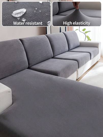 1pc Water Resistant And Elastic Sofa Seat Cover, Simple And Modern Style Anti-Slip Sofa Shield, Living Room Couch Protector For L-Shaped And 1234 Sofa