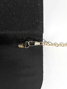 SIIZA Black Elegant Ruched Square Bag With Metal Decor Flap Bag Glamorous Glitter Evening Bag For Wedding For Banquet , Rhinestone Purse, Perfect For Party, Wedding, Prom, Dinner/Banquet, Matching With Wedding Dress, Formal Dresses, Prom Dress, Birthday Dress - Black - View 8