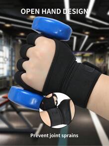 1pair Gym Training Gloves With Pull-Up Assist Bands For Men And Women, Grip & Protect Calluses - Open Finger Hand Palm Protection - Non-Slip Wrist Wraps,Black Gloves
