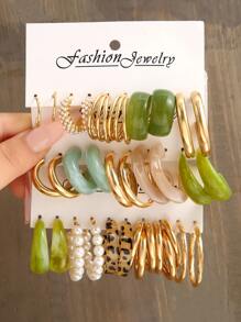 20對/組女用多彩聚酯樹脂耳環套裝，適用於約會、假期和日常穿著，送禮佳選