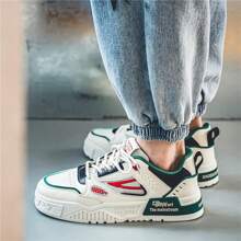 男款低領休閒運動鞋,時尚厚底麵包鞋設計,舒適時尚,適合運動和學生 - 綠色 - 查看 6