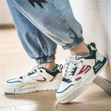 男款低領休閒運動鞋,時尚厚底麵包鞋設計,舒適時尚,適合運動和學生 - 綠色 - 查看 4