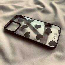 1入黑色心形亞克力手機殼，適用於包括IP15promax/IP14promax在內的蘋果型號 - 黑色 - 查看 2