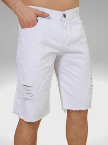 Men Denim Shorts - trắng - Xem 6