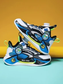 New Spring Style Boys' Basketball Shoes With Rotary Buckle, Anti-Skid Soft Sole, Running Jogging, Breathable Mesh, Training Shoes - Royal Blue - View 6