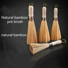 廚房帶長柄的清潔刷,天然竹材質,家用清潔工具,可去除污漬