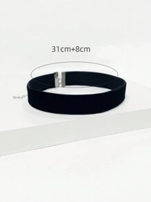 1 Peça Colar De Veludo Preto Estreito Para O Verão Em Tecido, Acessório Decorativo Simples Para Mulheres - Preto - Visão 5