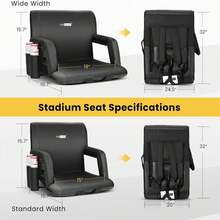 VIVOHOME Stadium Seat Chairs With Backrest And Armrests Portable Cushions For Bleachers - màu đen - Xem 6