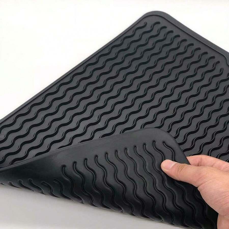 Tapete escurridor de trastes para secar y escurrir platos, vasos, tazas, copas y cubiertos de vajillas - Negro - Ver 1