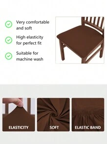 1pc/4pcs/6pcs Solid Color High Elasticity Chair Covers, Washable Protective Seat Covers, Suitable For Restaurants, Hotels, And Home Dust Cover - Red-brown - View 5