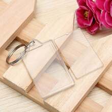 30個空白攝影鑰匙扣,雙面空白插入鑰匙扣,亞克力透明攝影鑰匙圈,帶分裂環,適用於手工製作禮物給家人和朋友的照片 - 白色 - 查看 6