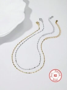 1入組925純銀嘻哈風格方形鏈環腳鍊，適用於日常/假期/家庭禮物