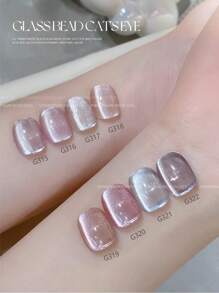 HEFENNA 1支10毫升玻璃珠迷你灯泡形猫眼凝胶指甲油，闪亮猫眼套装，适用于美甲沙龙，秋冬新品 - 無色 - 查看 2