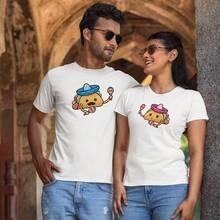 Playera para Hombre 1 Pza Estampado Taquitos Mexicanos para novios o parejas San Valentin Día del amor y la amistad Fiestas Patrias - Blanco - Ver 4